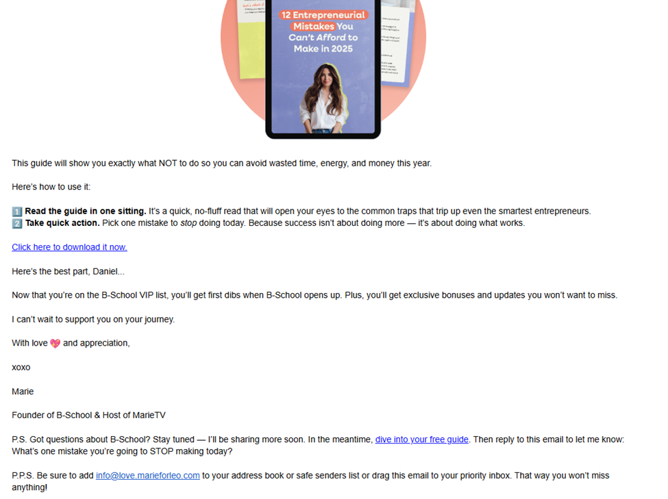 12 step entrepreneur guide screenshot into from marie forleo