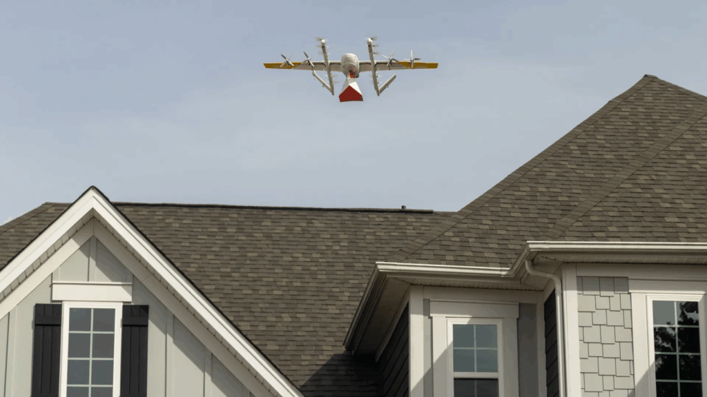 doordash drover delivering food above a house